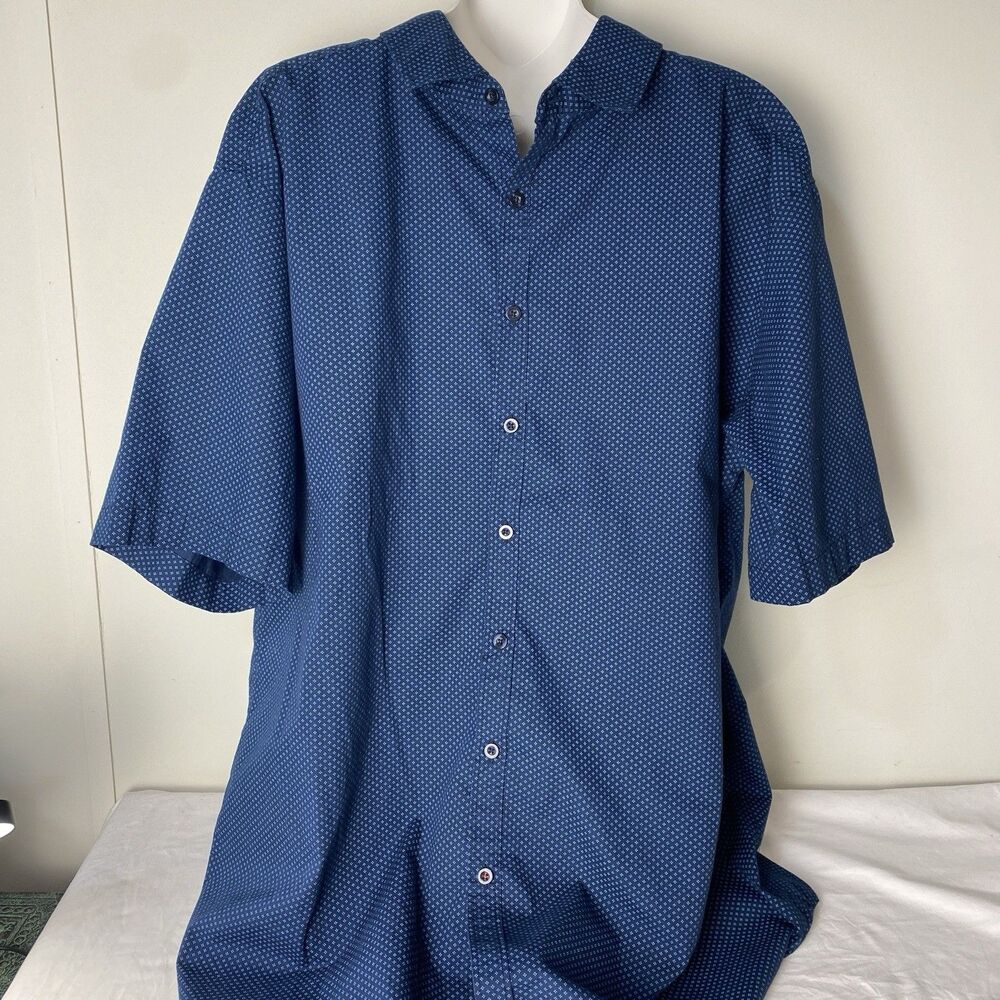 Beverly Hills Polo Club Mens Shirt 2XLB Short Sleeve Button Up Blue office work